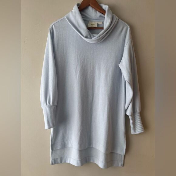 MAEVE By ANTHROPOLOGIE Pull-On NEW Sky Blue Long Sleeve Sweater Dress PETITE XS - Picture 1 of 6